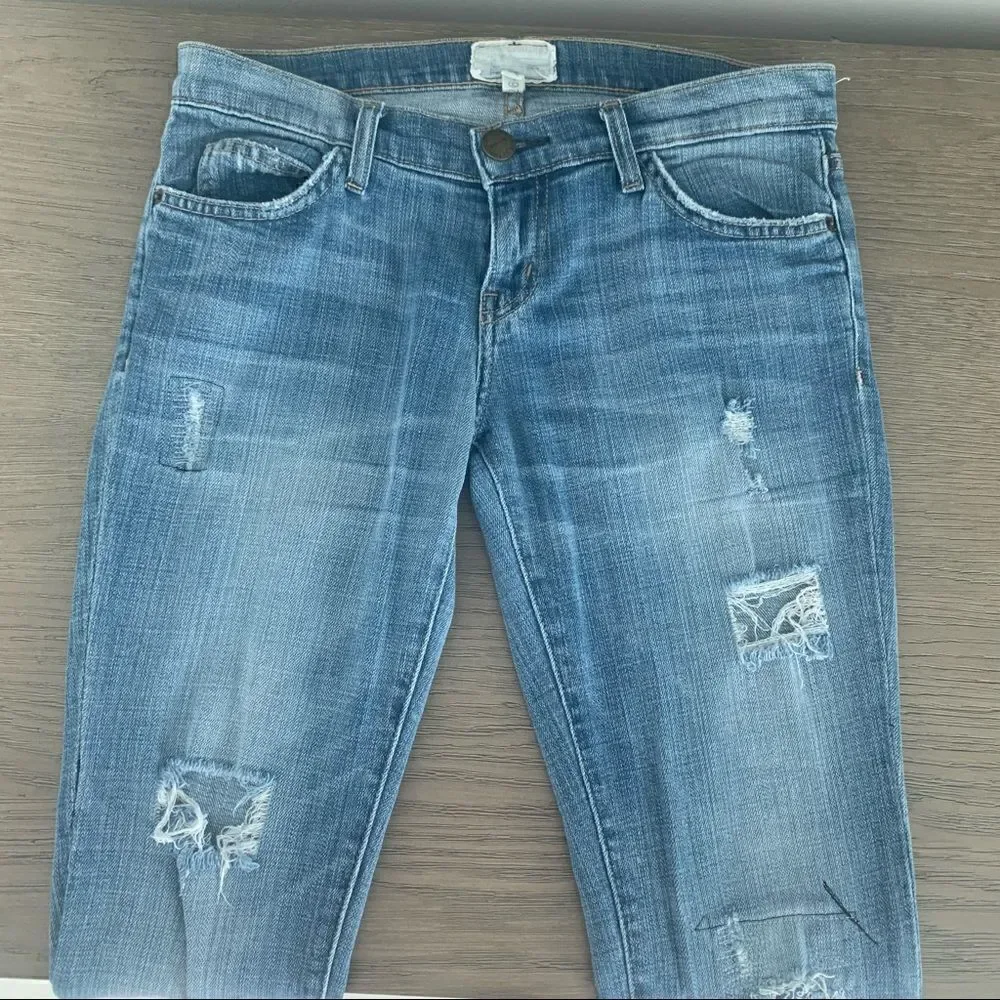 Current Elliot The Ankle Skinny Distressed Jeans in Light Wash Size 26